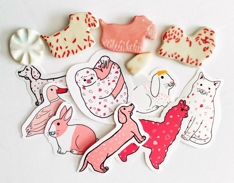 Valentines Cat sticker, Mothers Day Gift, cute sticker, Cat stationery, cat mom gift for her, sticker gift for friend, Cat Lover gift image 7