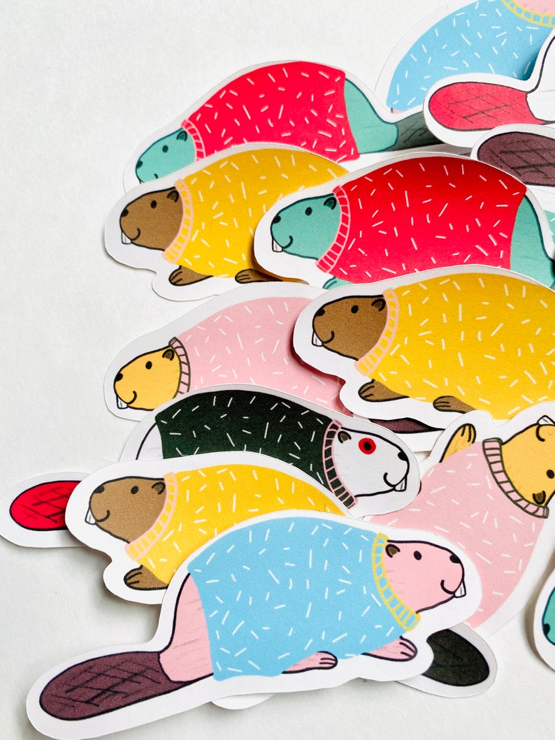 Cozy Sweater Beaver Sticker, Cute Sticker, Ontario Canada Made Gift ...
