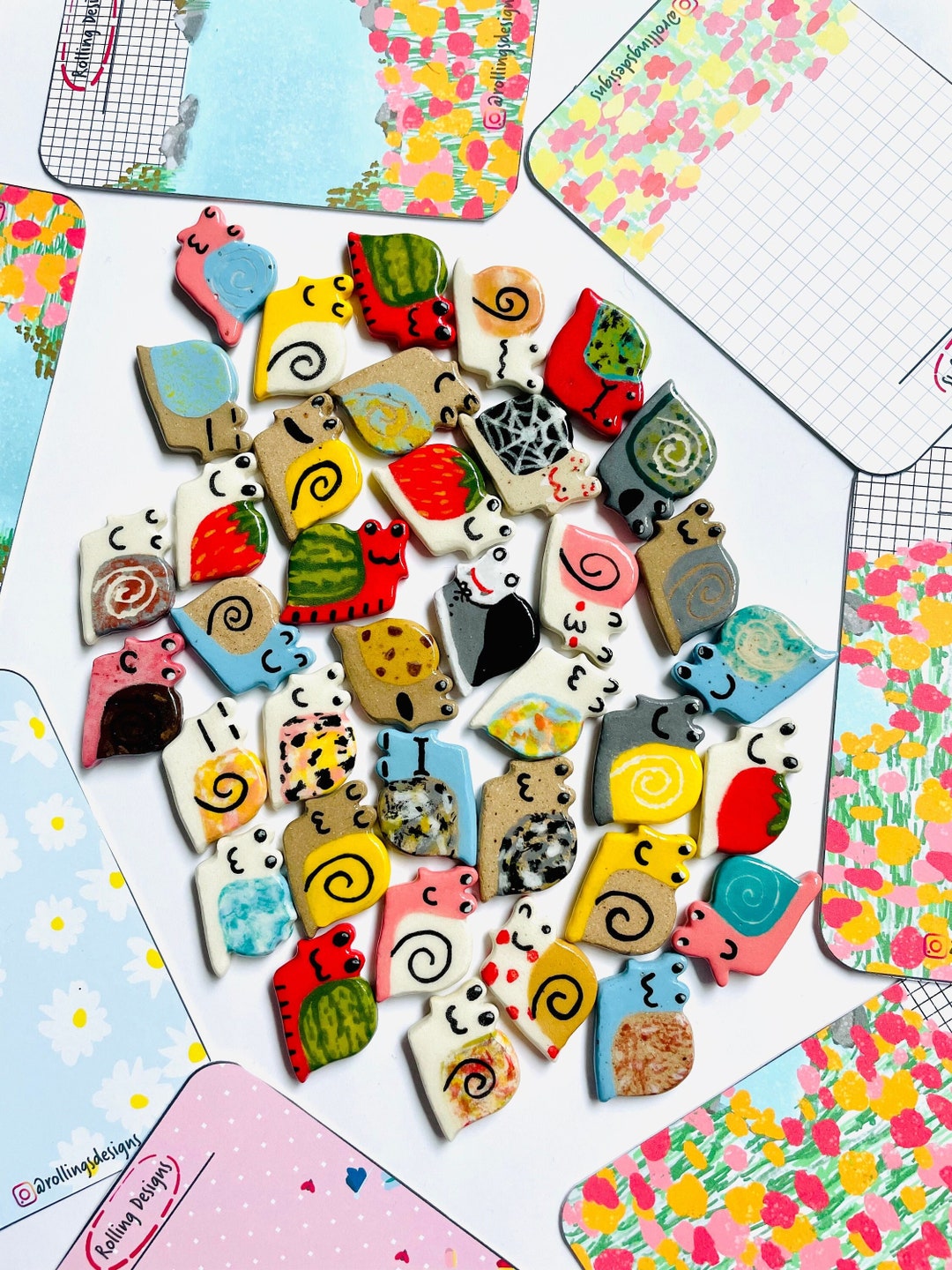 Snail Magnets 5PACK Mini Snail Magnet Set YOU CHOOSE, Animal Magnet, Cottagecore ...