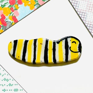 Caterpillar Magnet, cottagecore decor, Fridge Magnet, Worm Magnet, handmade gift for her, fun office decor, ceramic magnet, cute home gift image 10