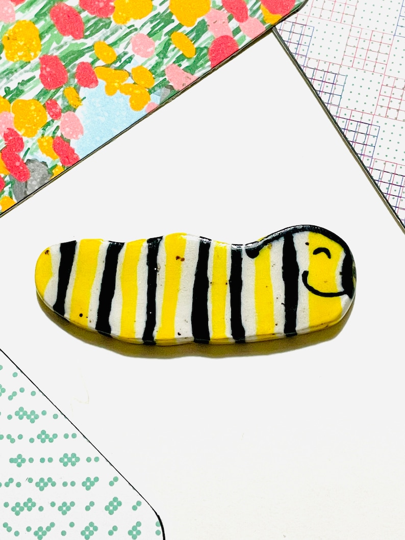 Caterpillar Magnet, cottagecore decor, Fridge Magnet, Worm Magnet, handmade gift for her, fun office decor, ceramic magnet, cute home gift image 10