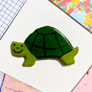 Ceramic Turtle Magnet, Fridge Magnet for board, turtle decor, Best Handmade gift, turtle Lover Gift for him, cute couples gift for her image 5