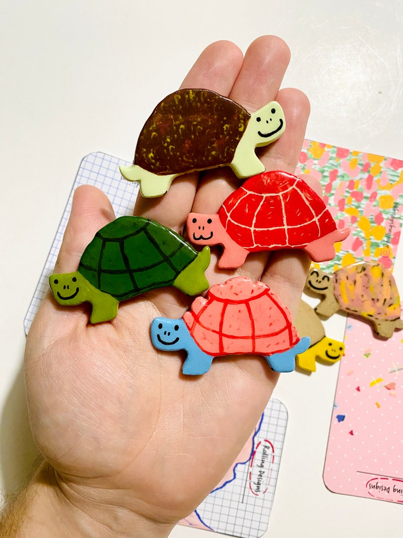 Ceramic Turtle Magnet, Fridge Magnet for board, turtle decor, Best Handmade gift, turtle Lover Gift for him, cute couples gift for her image 8