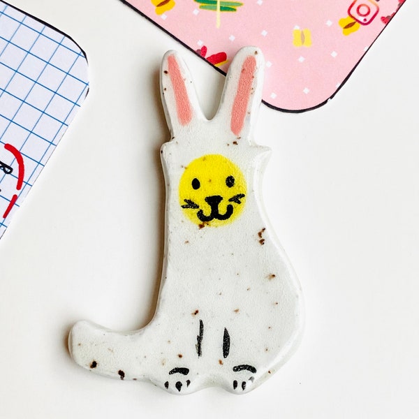 Ceramic Easter Cat Magnet in Canada, fridge magnet, best holiday gift, Ceramic Rabbit Lover Gift for her, Easter Gift for mom, Easter magnet