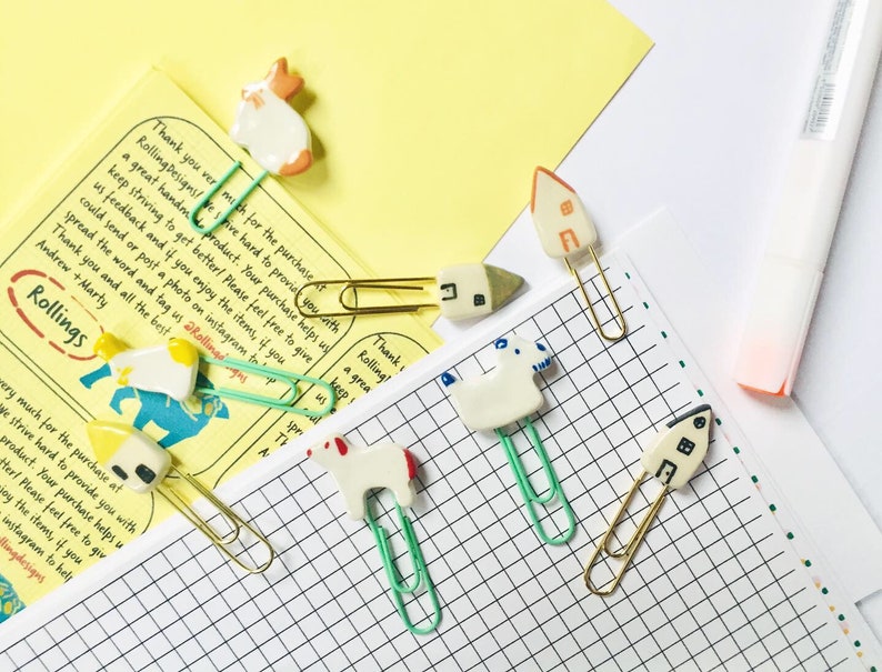 SET OF 4 Ceramic Dogs and Rabbits Paper Clips Bookmark Page image 1