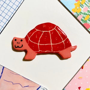 Ceramic Turtle Magnet, Fridge Magnet for board, turtle decor, Best Handmade gift, turtle Lover Gift for him, cute couples gift for her image 4