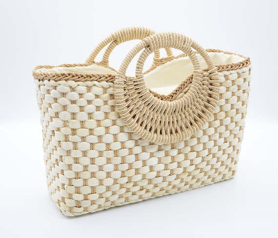 straw top handle bag