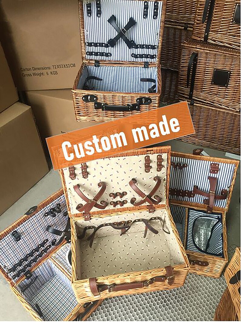 Custom Woven Picnic Basket Setcustom Picnic Basketpicnic Etsy