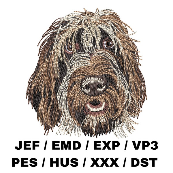 Wirehaired Pointing Griffon embroidery file - Dog Lover Gift, Realistic Dog, Gundog, Animal Crafts, Pet, Wiry Hair, Bearded