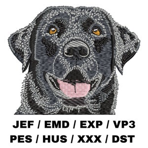 Labrador Retriever embroidery file - Dog Lover Gifts, Canine Project, Black Lab, Realistic Dog, Trendy Embroidery, Pet Business, Top Dog