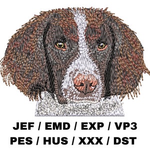 English Springer Spaniel embroidery file - Dog Gifts - Realistic Dog, Tea Towel, Table Runner Pattern, Tote Bag, Animal Craft, Easy Project