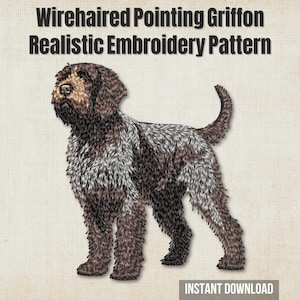 Wirehaired Pointing Griffon Embroidery Design | Realistic Dog Project | Hunting Dog Pet Portrait Instant Download