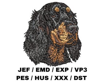 Realistic Gordon Setter Face Machine Embroidery File – Dog Portrait for 4x4 Hoop, Pet Lover Gift or Memorial, Instant Machine Stitch File