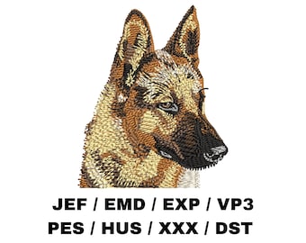 German Shepherd 2 embroidery file - Dog Gifts - German Shepherd Gifts - Realistic Dog