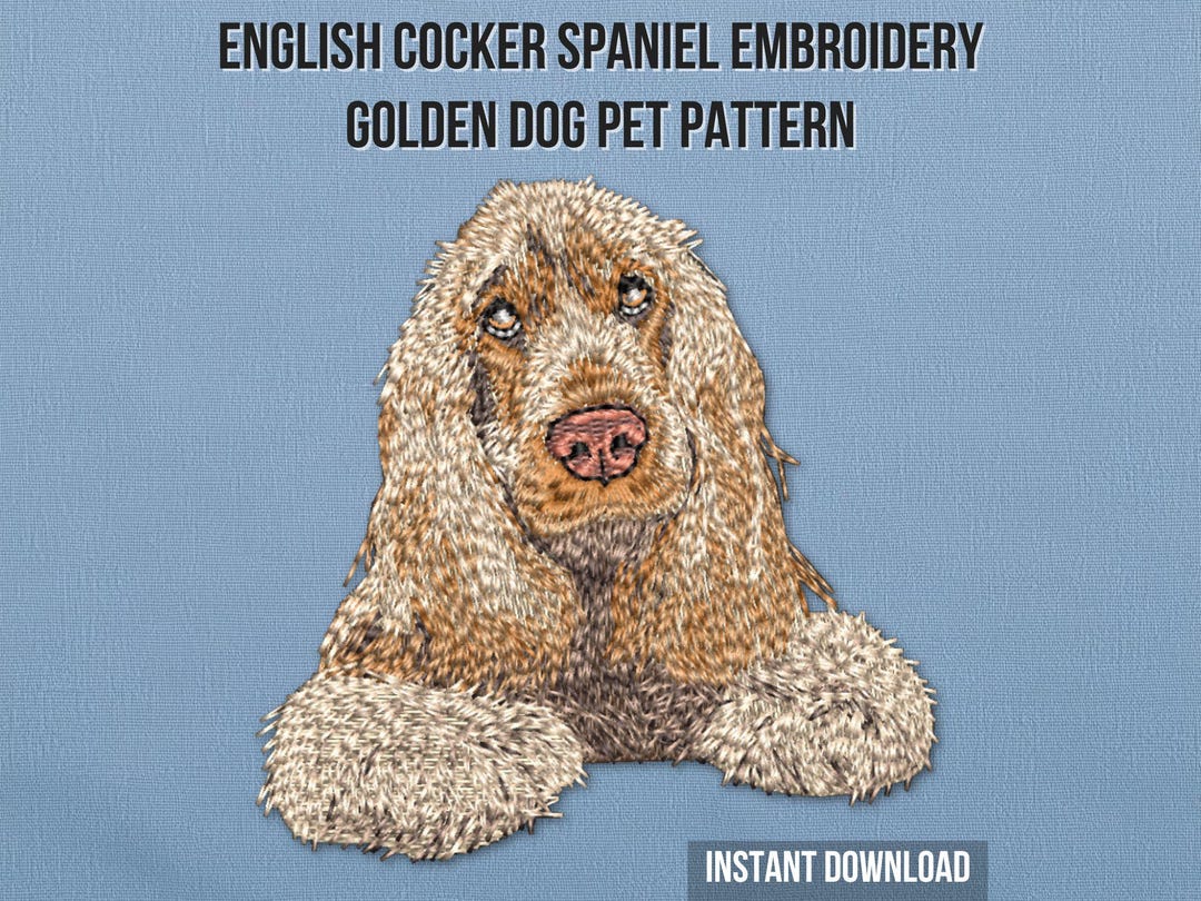 English Cocker Pattern Realistic English Cocker Spaniel Embroidery Design | Golden Dog Pet ...