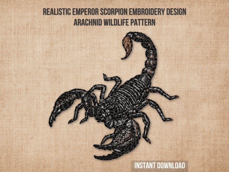 Emperor Scorpion Machine Embroidery Design, Realistic Arachnid Pattern ...