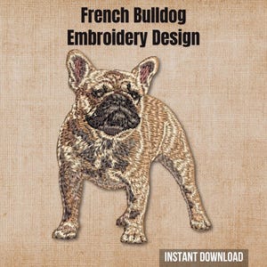 Realistic French Bulldog Machine Embroidery Design for 4x4 Hoop Size | Frenchie Dog Pet Portrait File digital pes dst jef vp3 hus exp