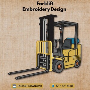 Large Forklift Vehicle Machine Embroidery Design 8x12 Hoop Size | Logistics Equipment Jacket Patch digital pes dst jef vp3
