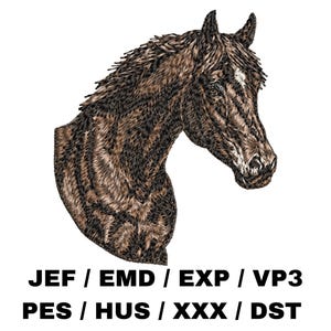 Realistic Horse Portrait Embroidery Design – Livestock Stitch Pattern, Digital Download, Animal Craft, Fun Project, DIY Gift, Unique Project