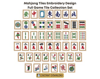 Mahjong Tiles Embroidery file bundle pack