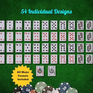 54 archivos de bordado de naipes individuales: diseños de naipes individuales para ropa y accesorios
