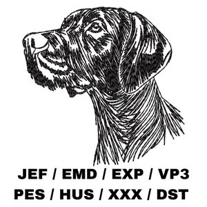 May include: Black and white line art illustration of a dog's head. The dog has floppy ears and a long snout. The image is stylized and has a vintage look.