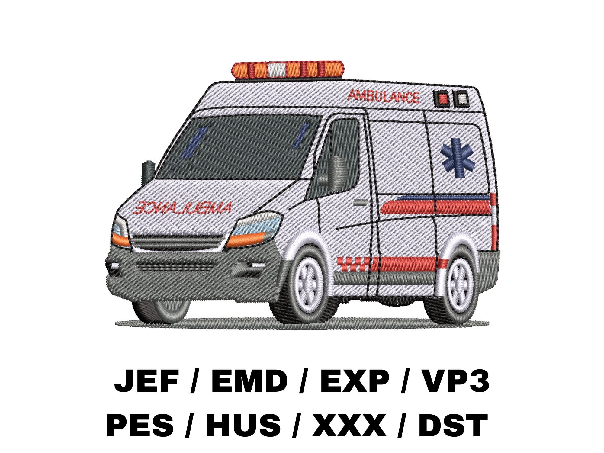 Ambulance Embroidery Design - Public Service Vehicle, Accident and  Emergency, Star of Life Symbol, DIY Gifts, Trendy Design, Fun Project