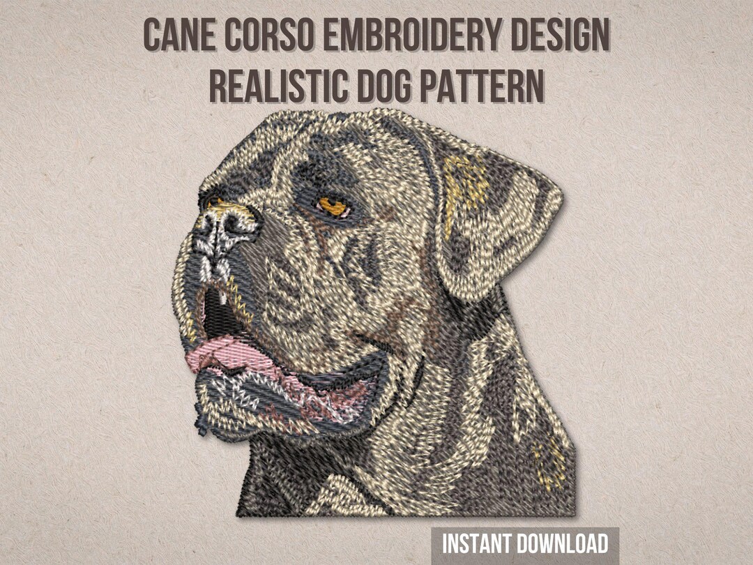 Realistic Cane Corso Embroidery Design | Guard Dog Pet Portrait Machine ...