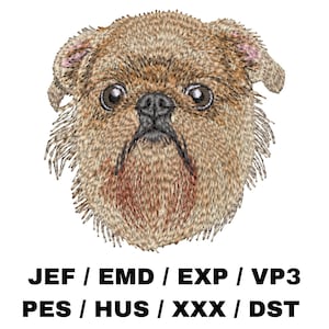 Brussels Griffon - Griffon Bruxellois, Belgian Breed, Cute Pet, Dog Lovers, Realistic Animal Portrait Embroidery, DIY Home Decor