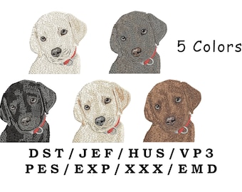 Labrador Retriever embroidery file - Labrador Gifts - Dog Art, Realistic Dog, Yellow Lab, Black Lab, Chocolate Lab, White Lab, Silver Lab