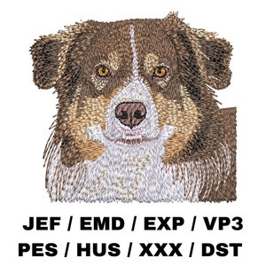 Australischer Schäferhund Stickmuster - Realistisches Hundeportrait, Süßes Tier Basteln, Pawsome Design, DIY Wohndekor