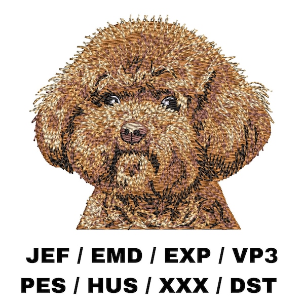Red Poodle embroidery file - Poodle Gifts - Dog Art Realistic Dog