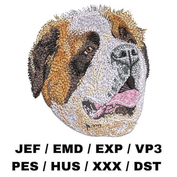 St. Bernard embroidery file - Saint, Dog Lover Gift, Realistic Dog, Large Breed, Animal Craft, Custom Embroidery, Tote Bag, Tea towel