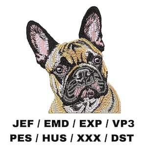 French Bulldog Embroidery Pattern - Popular Breed, Realistic Dog, Cute Pet, Animal Craft, Pawsome Design, DIY Home Decor, Custom Portrait