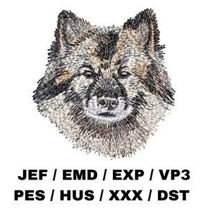 Keeshond Embroidery Pattern - Dog Lovers Gift, Cute Pet, Animal Craft, Realistic Dog Portrait, Dutch Barge Dog, Home Decor, Dire Pomeranian