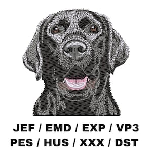 Labrador Retriever embroidery file - Labrador Gifts - Black Lab - Realistic Dog