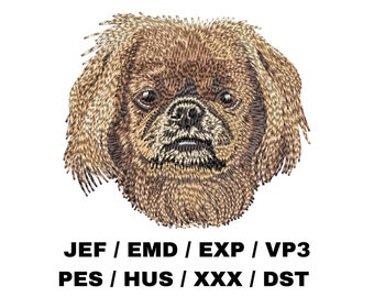 Pekingese embroidery file - Dog Gifts, Realistic Dog, Long Hair Breed, Loyal Companion, Toy Dog, Fluffy Charm, Family Friendly, Easy Project