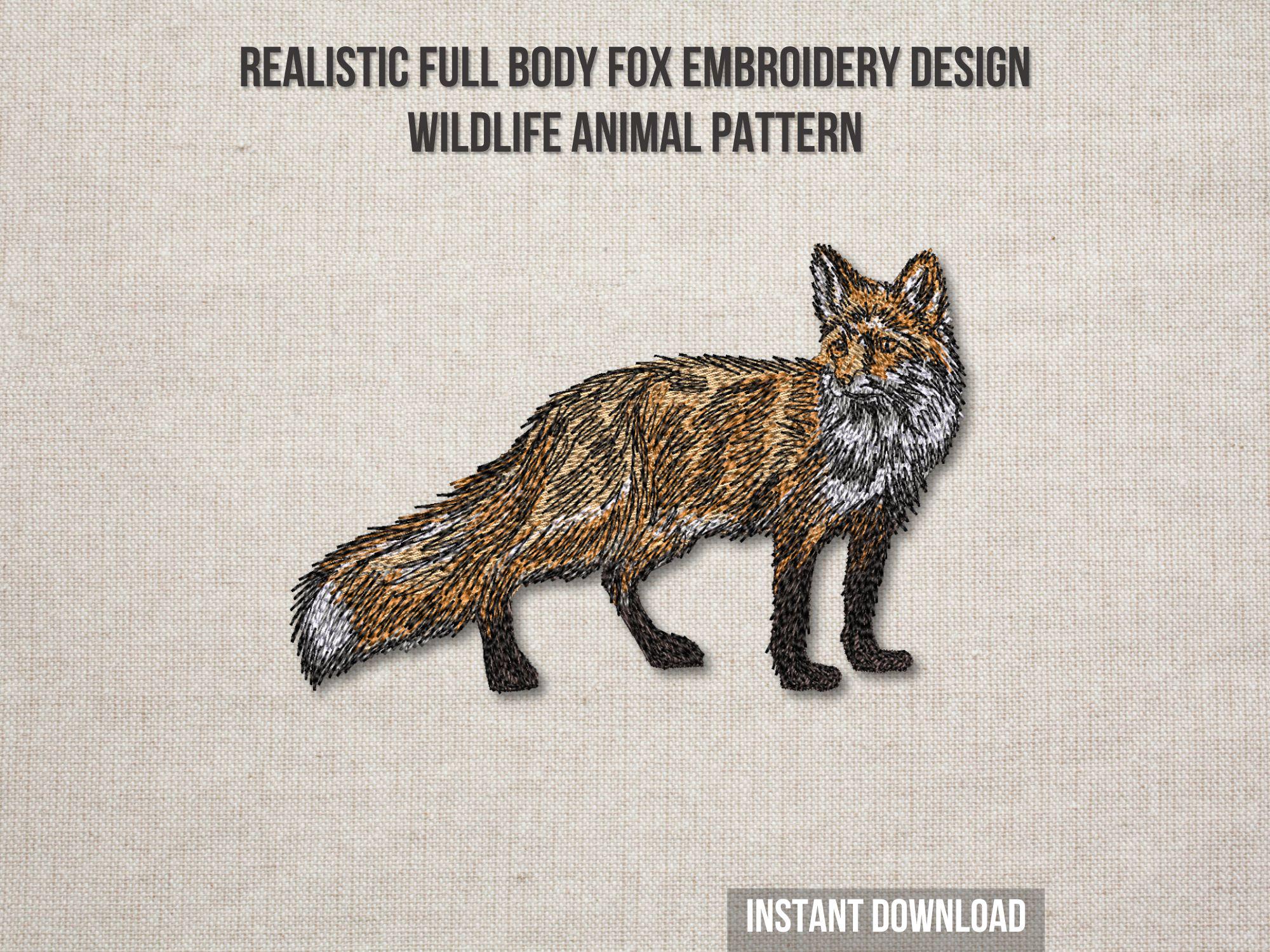 Realistic Full Body Fox Machine Embroidery Design 5x7 6x10 Hoop