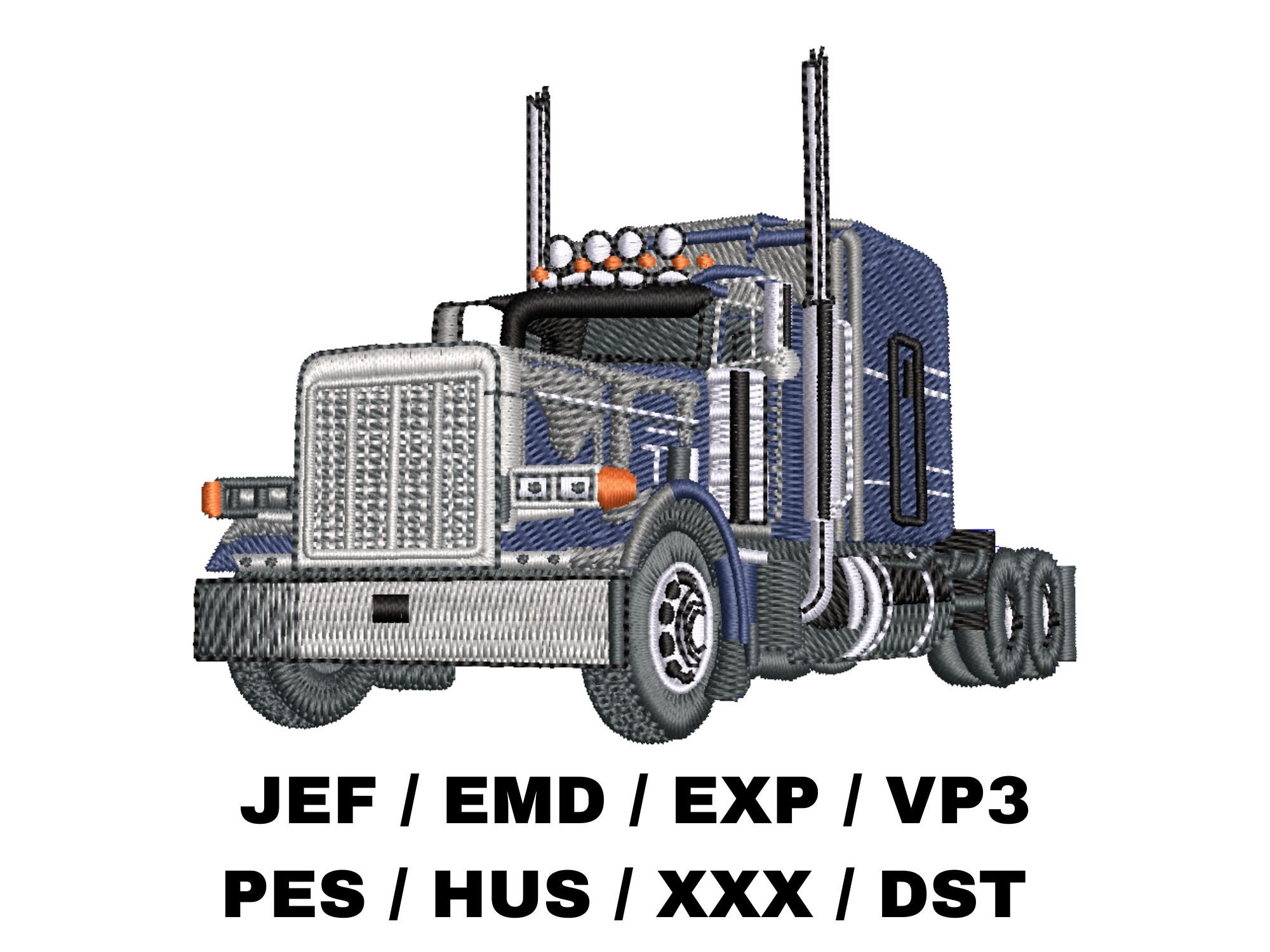 Semi Truck Embroidery Design - Class 8 Tractor, Logistics and