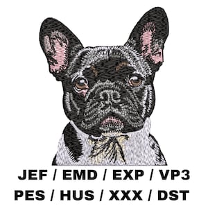 French Bulldog embroidery file - Dog Art, Dog Gifts, Realistic Dog, Frenchie Breed, Non-Sporting Group, Pet Portrait, Custom Embroidery