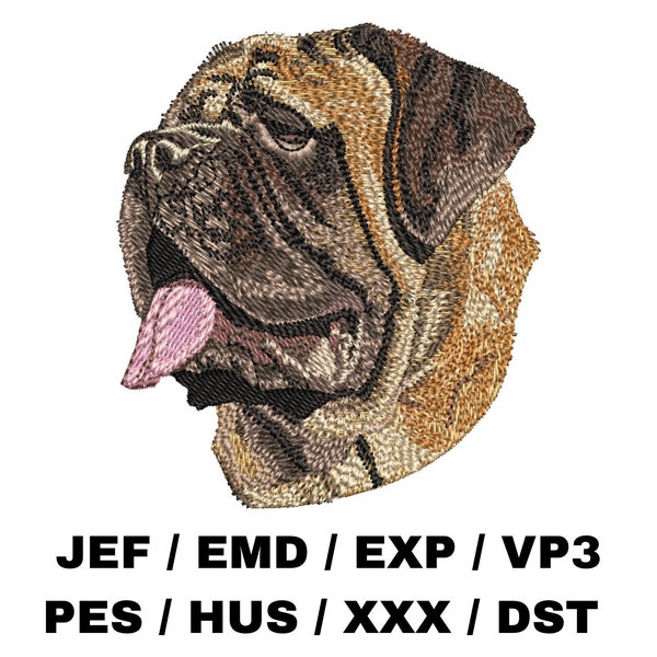 English Mastiff embroidery file, Dog Gifts, Realistic Dog, Massive Head, Big Dog, Easy Project, Gentle Giant,   Majestic Breed