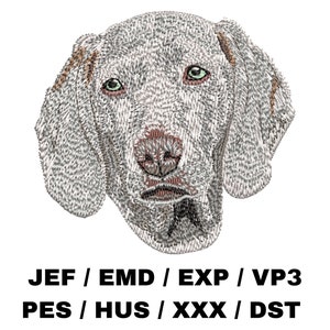 Weimaraner embroidery file, Dog Gifts, Realistic Dog, Trendy embroidery designs, dog portrait, for dog lovers, multiple machine formats
