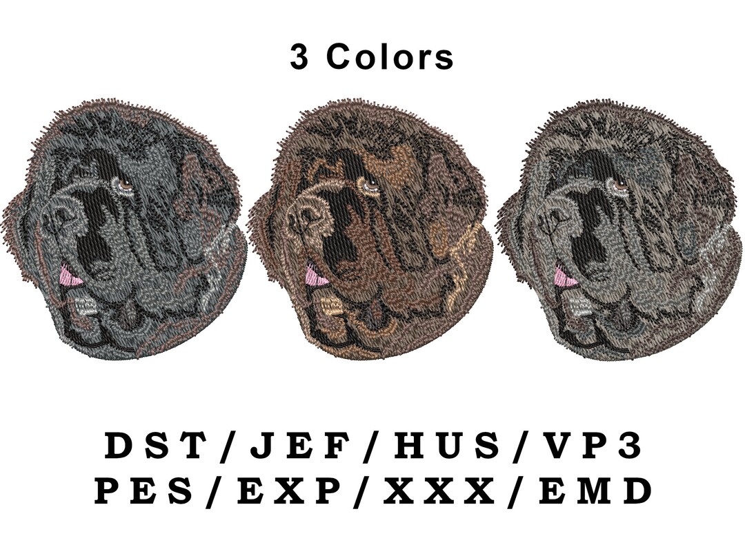 Newfoundland Dog Embroidery Design 3 Colors Realistic Dog Etsy