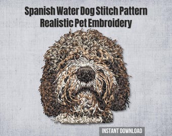 Spanish Water Dog Stitch Pattern | Realistic Canine Artwork | Detailed Pet Portrait | Instant Digital Download