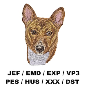 Basenji Embroidery Pattern - African Bush Dog, Cute Animal Craft, Realistic Portrait, DIY Home Decor, Apparel Accessories Embellishment,
