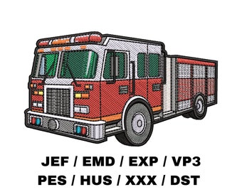 Fire Engine Embroidery Design - Public Service Vehicle, Accident and Emergency, Rescue Missions, DIY Gifts, Trendy Design, Fun Project