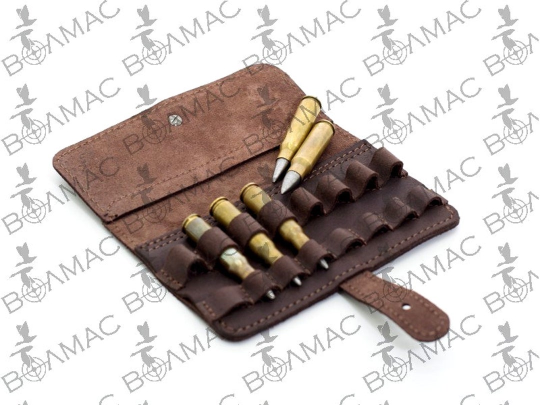 Hunting Premium Quality Leather Rifle Cartridge Holder Pouch Belt Ammo