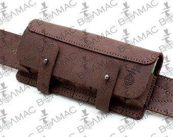 Premium Quality Leather Shotgun Cartridge Holder Pouch Belt Ammo 8 Shells 20-16-12GA. US Seller.