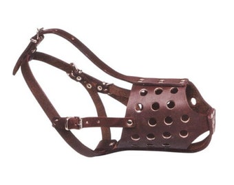 Premium Quality Genuine Leather Dog Muzzle German Shepherd  Brown. Made in Europe. US Seller!