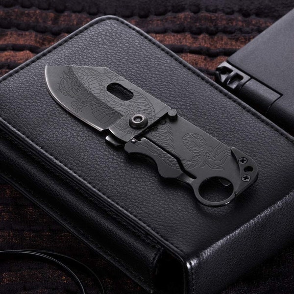 Pocket Knife Folding Wallet Mini Tactical Knife with Money Clip Cool Dragon Blade Credit Card Small Folding Knife Gifts for Men and Women